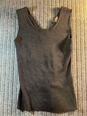 Vintage Y2K Ribbed Shimmery Black Knit Tank Top Minimalist Stretch